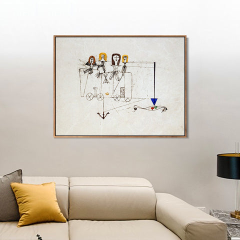 INVIN ART Framed Canvas Giclee Print The Virtue Wagon (to the memory of October 5; 1922); 1922 by Paul Klee Wall Art Living Room Home Office Decorations
