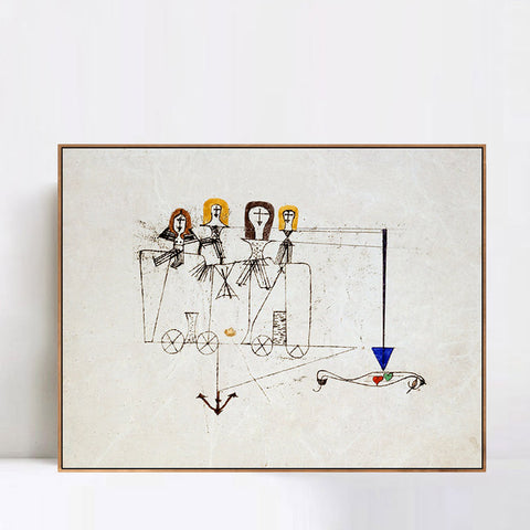 INVIN ART Framed Canvas Giclee Print The Virtue Wagon (to the memory of October 5; 1922); 1922 by Paul Klee Wall Art Living Room Home Office Decorations