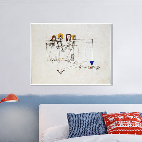 INVIN ART Framed Canvas Giclee Print The Virtue Wagon (to the memory of October 5; 1922); 1922 by Paul Klee Wall Art Living Room Home Office Decorations