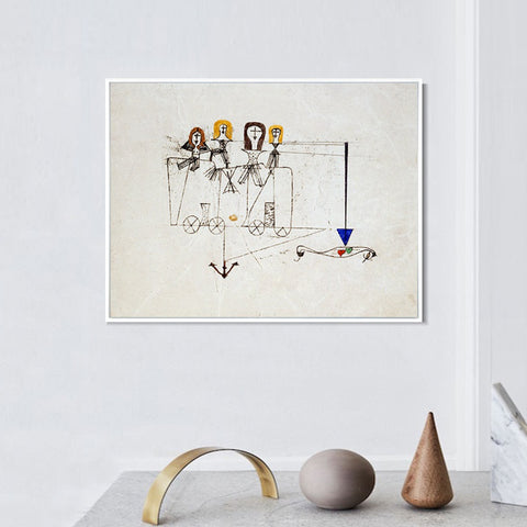 INVIN ART Framed Canvas Giclee Print The Virtue Wagon (to the memory of October 5; 1922); 1922 by Paul Klee Wall Art Living Room Home Office Decorations