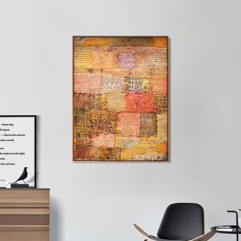 INVIN ART Framed Canvas Giclee Print ville fiorentine;1926;01 by Paul Klee Wall Art Living Room Home Office Decorations