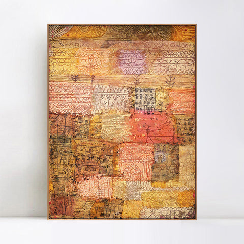 INVIN ART Framed Canvas Giclee Print ville fiorentine;1926;01 by Paul Klee Wall Art Living Room Home Office Decorations