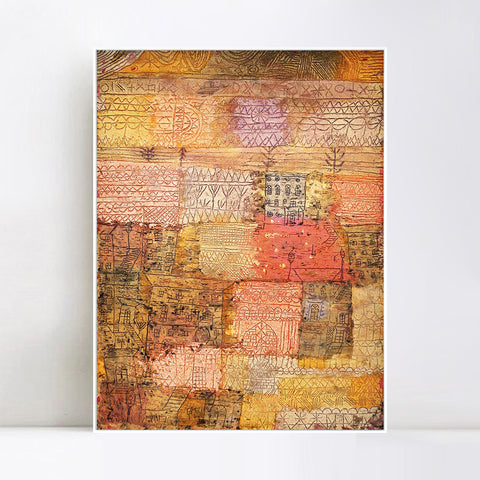 INVIN ART Framed Canvas Giclee Print ville fiorentine;1926;01 by Paul Klee Wall Art Living Room Home Office Decorations