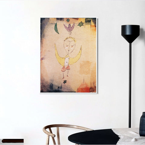 INVIN ART Framed Canvas Giclee Print Angelus Descendens;1918 by Paul Klee Wall Art Living Room Home Office Decorations