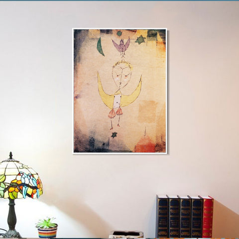 INVIN ART Framed Canvas Giclee Print Angelus Descendens;1918 by Paul Klee Wall Art Living Room Home Office Decorations