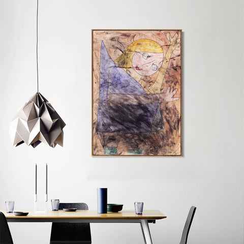 INVIN ART Framed Canvas Giclee Print Engel;noch tastend;1939 by Paul Klee Wall Art Living Room Home Office Decorations