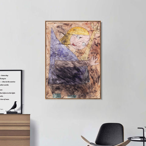 INVIN ART Framed Canvas Giclee Print Engel;noch tastend;1939 by Paul Klee Wall Art Living Room Home Office Decorations