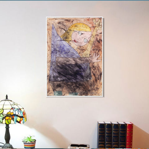 INVIN ART Framed Canvas Giclee Print Engel;noch tastend;1939 by Paul Klee Wall Art Living Room Home Office Decorations