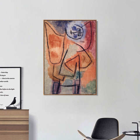 INVIN ART Framed Canvas Giclee Print Engel;??bervoll;1939 by Paul Klee Wall Art Living Room Home Office Decorations