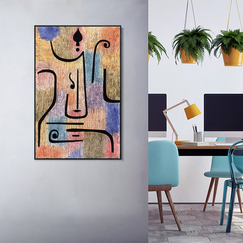 INVIN ART Framed Canvas Giclee Print Erzengel;1938 by Paul Klee Wall Art Living Room Home Office Decorations