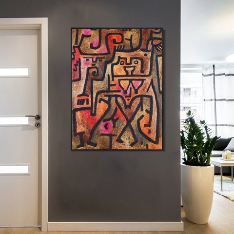 INVIN ART Framed Canvas Giclee Print Forest Witches by Paul Klee Wall Art Living Room Home Office Decorations