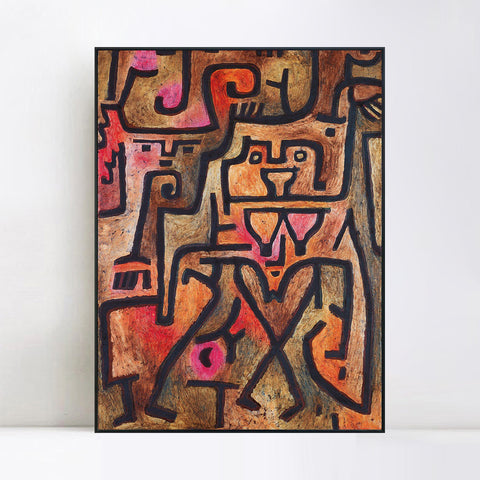 INVIN ART Framed Canvas Giclee Print Forest Witches by Paul Klee Wall Art Living Room Home Office Decorations