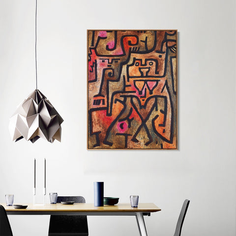 INVIN ART Framed Canvas Giclee Print Forest Witches by Paul Klee Wall Art Living Room Home Office Decorations