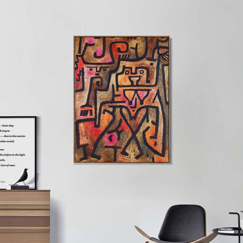 INVIN ART Framed Canvas Giclee Print Forest Witches by Paul Klee Wall Art Living Room Home Office Decorations