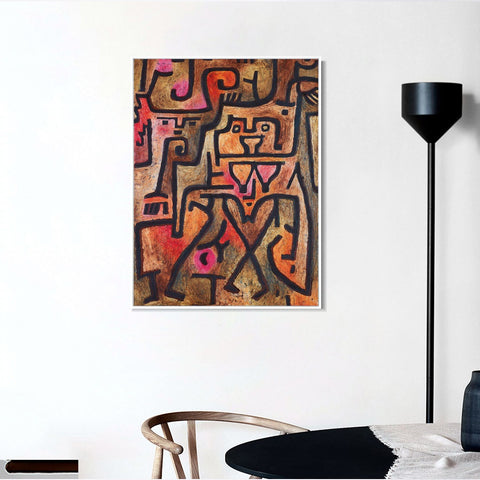 INVIN ART Framed Canvas Giclee Print Forest Witches by Paul Klee Wall Art Living Room Home Office Decorations