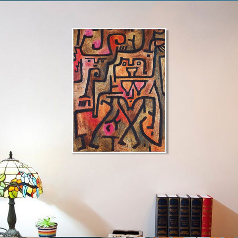 INVIN ART Framed Canvas Giclee Print Forest Witches by Paul Klee Wall Art Living Room Home Office Decorations