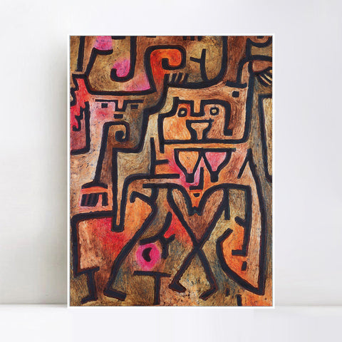 INVIN ART Framed Canvas Giclee Print Forest Witches by Paul Klee Wall Art Living Room Home Office Decorations
