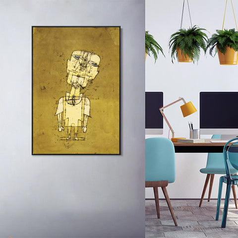 INVIN ART Framed Canvas Giclee Print Gespenst eines Genies(Ghost of a Genius) by Paul Klee Wall Art Living Room Home Office Decorations