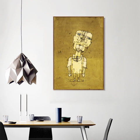 INVIN ART Framed Canvas Giclee Print Gespenst eines Genies(Ghost of a Genius) by Paul Klee Wall Art Living Room Home Office Decorations