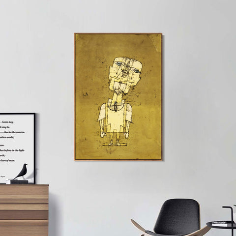 INVIN ART Framed Canvas Giclee Print Gespenst eines Genies(Ghost of a Genius) by Paul Klee Wall Art Living Room Home Office Decorations