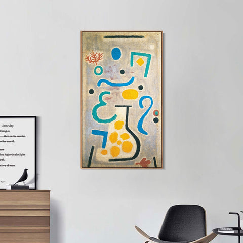 INVIN ART Framed Canvas Giclee Print  The Vase by Paul Klee Wall Art Living Room Home Office Decorations