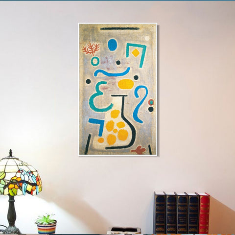 INVIN ART Framed Canvas Giclee Print  The Vase by Paul Klee Wall Art Living Room Home Office Decorations