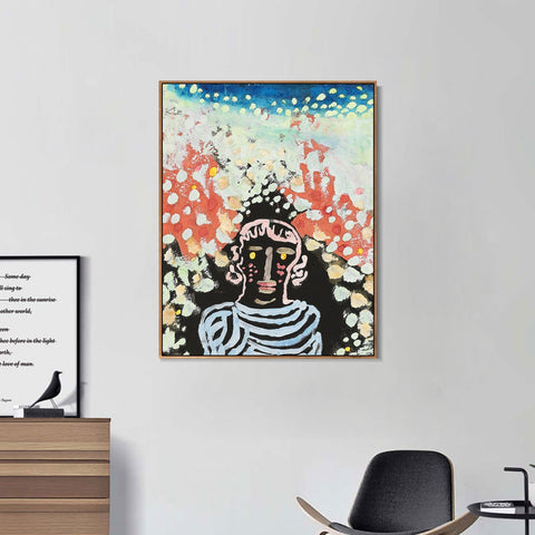INVIN ART Framed Canvas Giclee Print Bildnis in der Laube;1930 by Paul Klee Wall Art Living Room Home Office Decorations