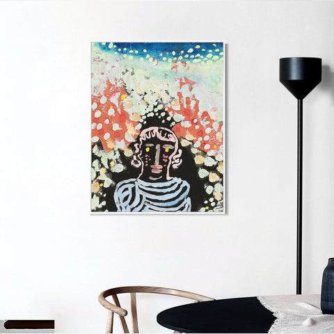 INVIN ART Framed Canvas Giclee Print Bildnis in der Laube;1930 by Paul Klee Wall Art Living Room Home Office Decorations