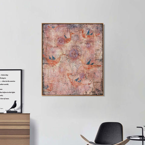 INVIN ART Framed Canvas Giclee Print Blaugeflugelte Vogel;1925 B5 by Paul Klee Wall Art Living Room Home Office Decorations