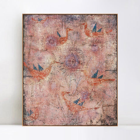 INVIN ART Framed Canvas Giclee Print Blaugeflugelte Vogel;1925 B5 by Paul Klee Wall Art Living Room Home Office Decorations