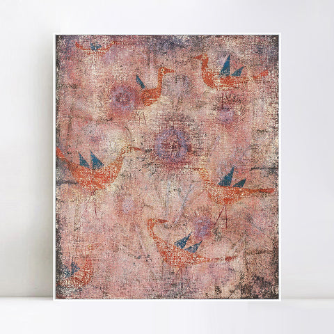 INVIN ART Framed Canvas Giclee Print Blaugeflugelte Vogel;1925 B5 by Paul Klee Wall Art Living Room Home Office Decorations