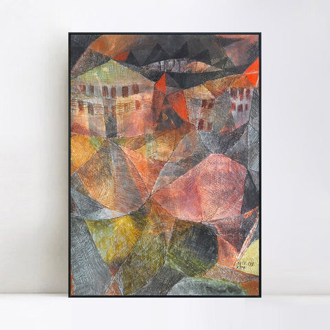 INVIN ART Framed Canvas Giclee Print Das Hotel by Paul Klee Wall Art Living Room Home Office Decorations