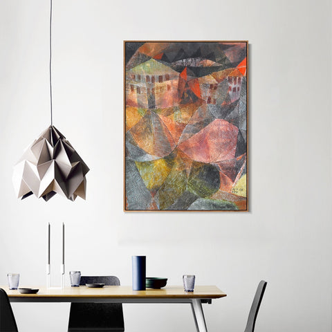 INVIN ART Framed Canvas Giclee Print Das Hotel by Paul Klee Wall Art Living Room Home Office Decorations