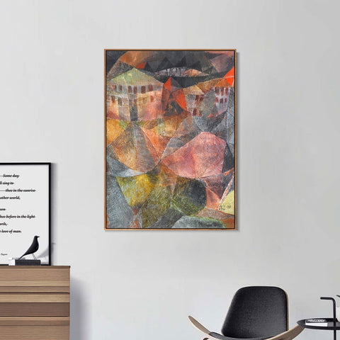 INVIN ART Framed Canvas Giclee Print Das Hotel by Paul Klee Wall Art Living Room Home Office Decorations
