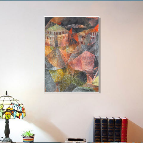 INVIN ART Framed Canvas Giclee Print Das Hotel by Paul Klee Wall Art Living Room Home Office Decorations