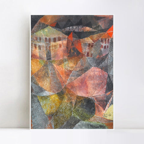 INVIN ART Framed Canvas Giclee Print Das Hotel by Paul Klee Wall Art Living Room Home Office Decorations