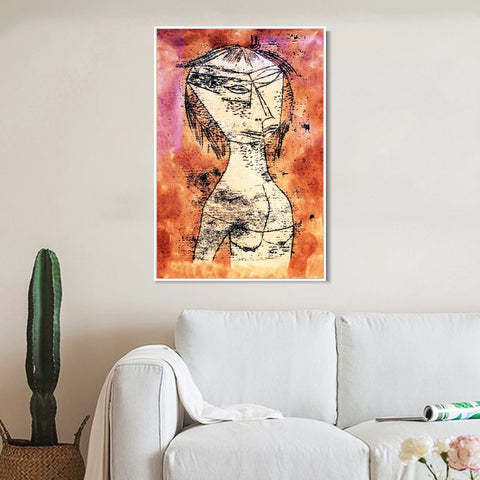 INVIN ART Framed Canvas Giclee Print 1921 Die Heilige vom innern Licht anagoria by Paul Klee Wall Art Living Room Home Office Decorations