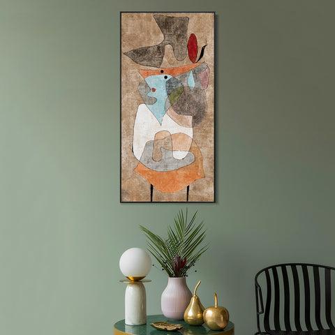 INVIN ART Framed Canvas Giclee Print Hat;Lady and Little Table by Paul Klee Wall Art Living Room Home Office Decorations