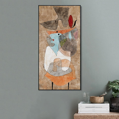 INVIN ART Framed Canvas Giclee Print Hat;Lady and Little Table by Paul Klee Wall Art Living Room Home Office Decorations