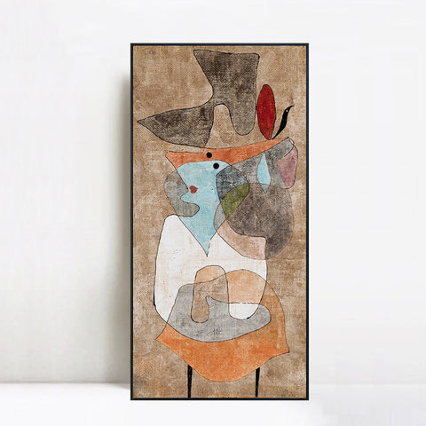 INVIN ART Framed Canvas Giclee Print Hat;Lady and Little Table by Paul Klee Wall Art Living Room Home Office Decorations