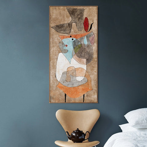INVIN ART Framed Canvas Giclee Print Hat;Lady and Little Table by Paul Klee Wall Art Living Room Home Office Decorations