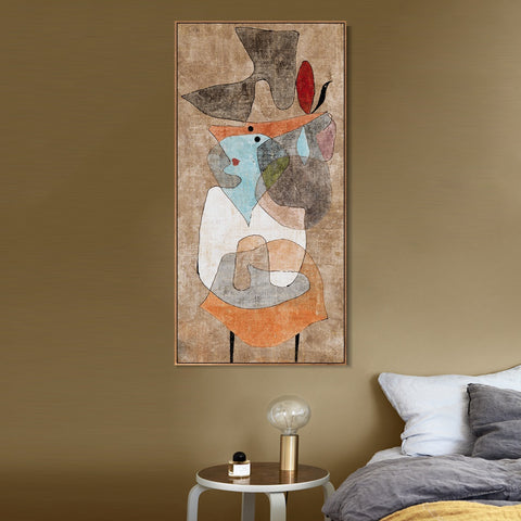 INVIN ART Framed Canvas Giclee Print Hat;Lady and Little Table by Paul Klee Wall Art Living Room Home Office Decorations