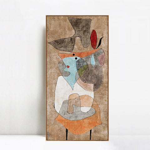INVIN ART Framed Canvas Giclee Print Hat;Lady and Little Table by Paul Klee Wall Art Living Room Home Office Decorations