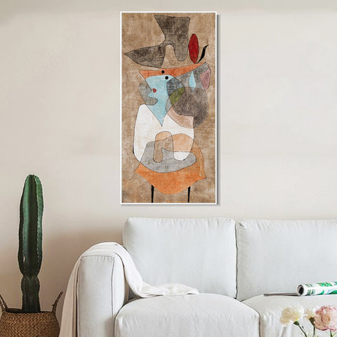INVIN ART Framed Canvas Giclee Print Hat;Lady and Little Table by Paul Klee Wall Art Living Room Home Office Decorations