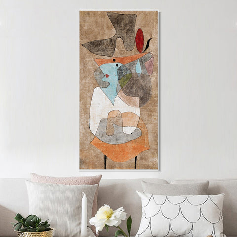 INVIN ART Framed Canvas Giclee Print Hat;Lady and Little Table by Paul Klee Wall Art Living Room Home Office Decorations