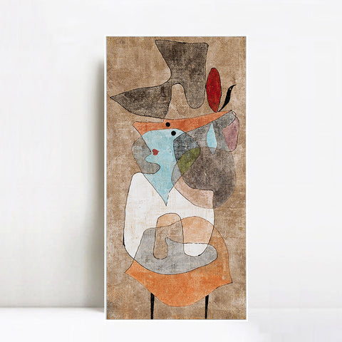 INVIN ART Framed Canvas Giclee Print Hat;Lady and Little Table by Paul Klee Wall Art Living Room Home Office Decorations