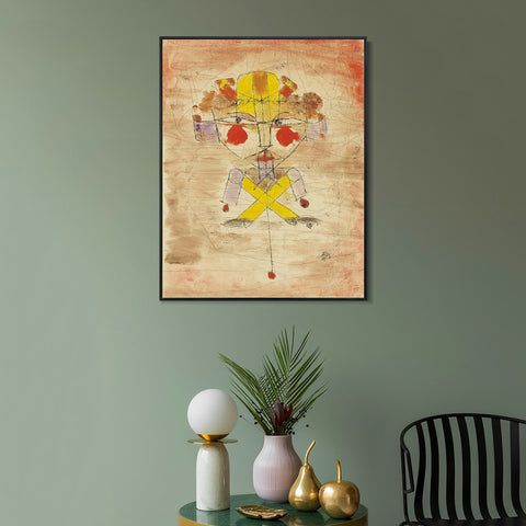 INVIN ART Framed Canvas Giclee Print Jumping Jack by Paul Klee Wall Art Living Room Home Office Decorations
