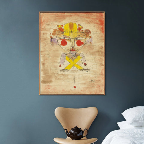 INVIN ART Framed Canvas Giclee Print Jumping Jack by Paul Klee Wall Art Living Room Home Office Decorations