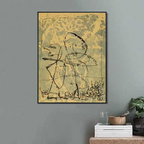 INVIN ART Framed Canvas Giclee Print Public Duel by Paul Klee Wall Art Living Room Home Office Decorations