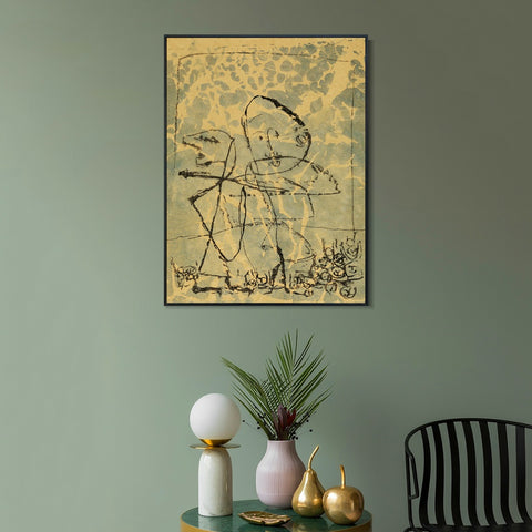 INVIN ART Framed Canvas Giclee Print Public Duel by Paul Klee Wall Art Living Room Home Office Decorations
